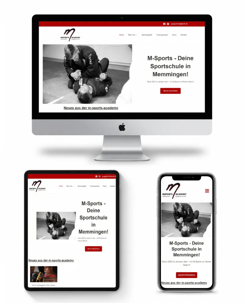 Website der M-Sports Academy Memmingen