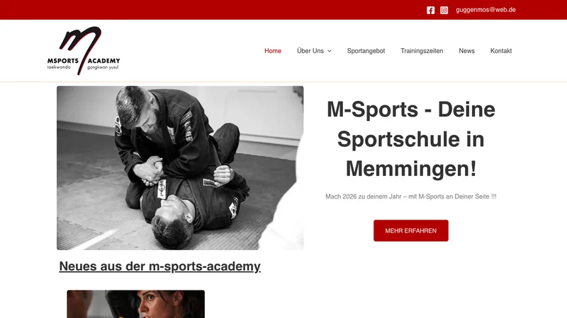 Website der M-Sports Academy Memmingen