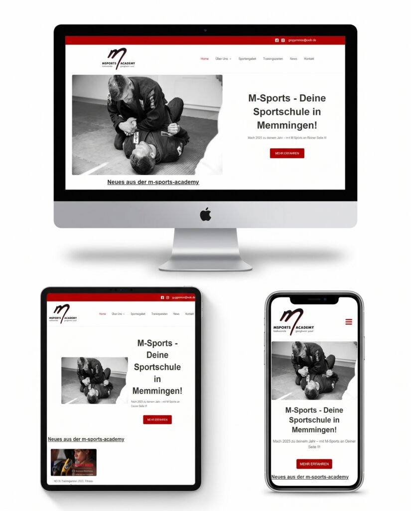 Referenz Webseite M-Sports Academy